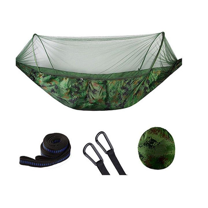 Anti-mosquito Parachute Nylon Hammock Outdoor Travel Camping Turn Over Tents (Dark Green) - MRSLM