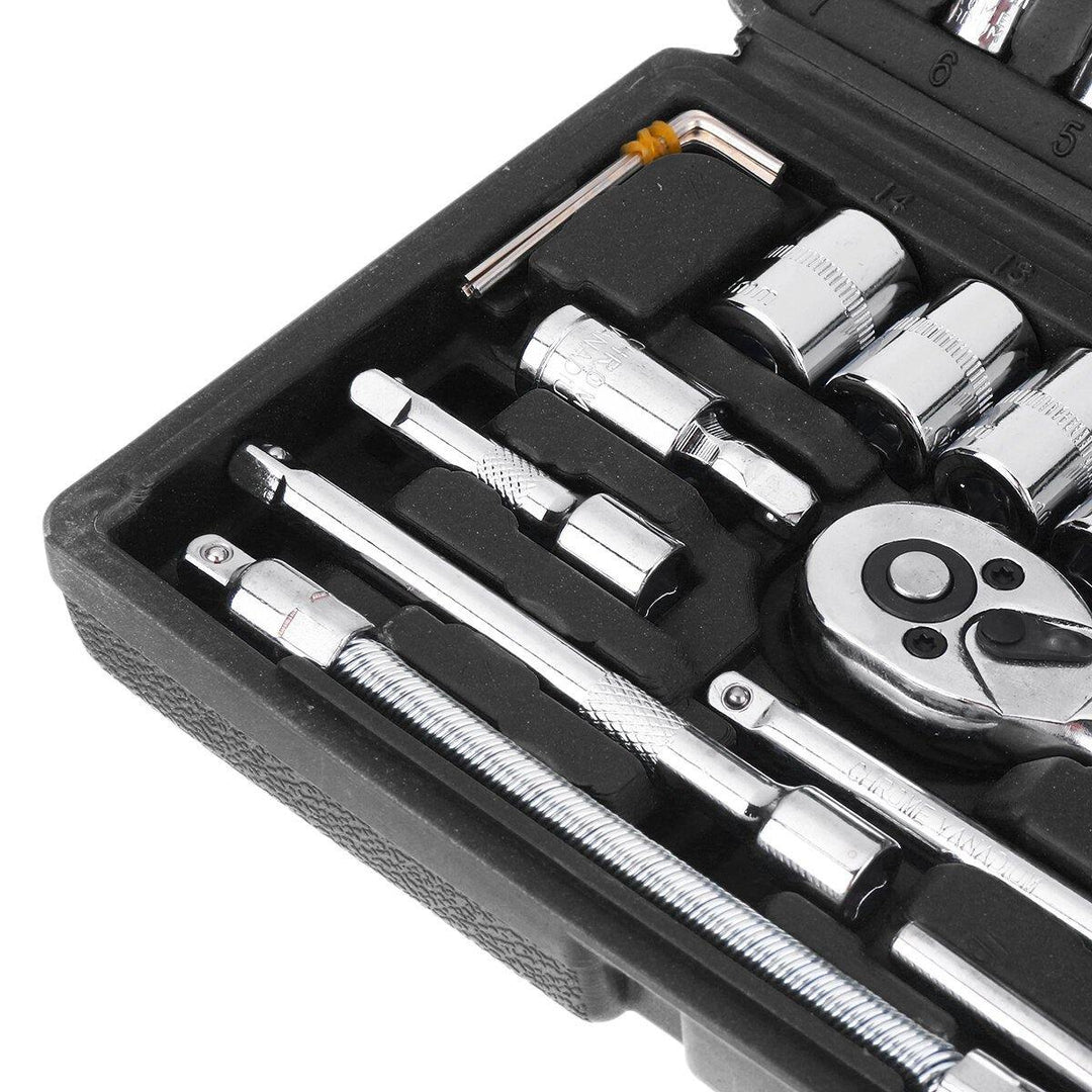 46pcs Socket Ratchet Screwdriver Wrench Set 1/4 Drive Flexible Car Repair Tool - MRSLM